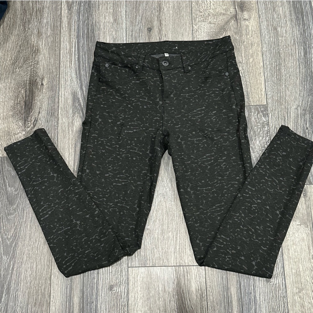 Black Patterned Stretch Jeggings, Size 29